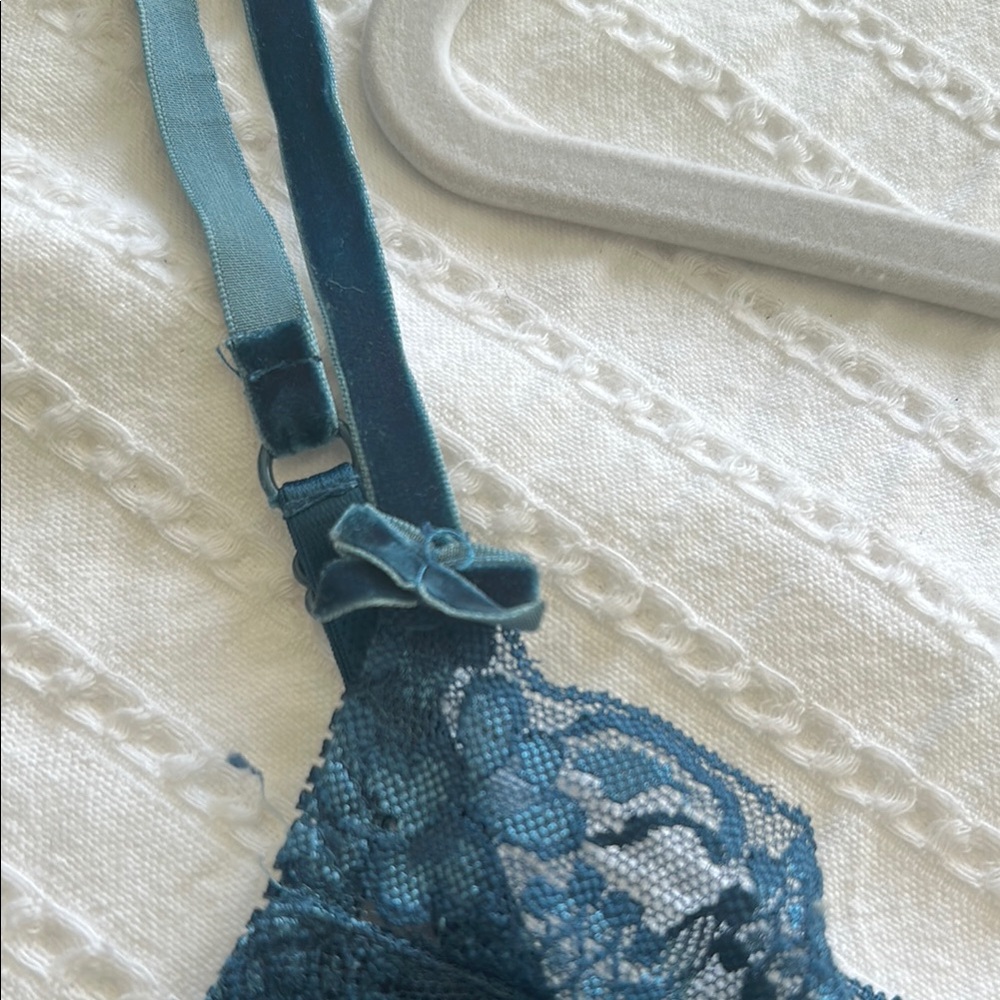 Mango lace Camisole greyish Blue velvet straps, wear dancing or sexy undershirt